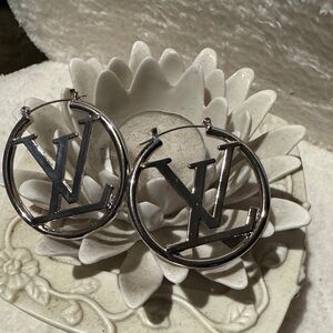 Silver LV Hoop Earrings